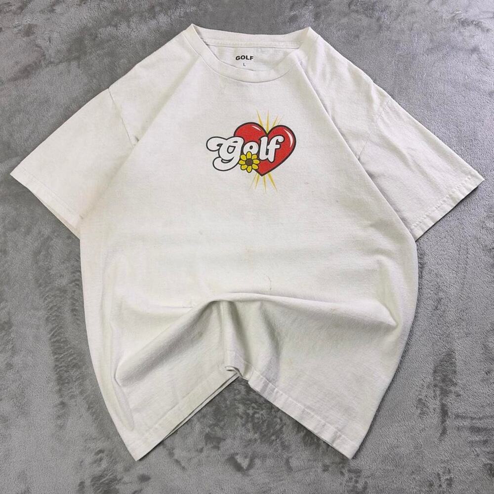 Golf Wang Heart Logo T-Shirt White Men’s Large Tyler, The Creator Distressed